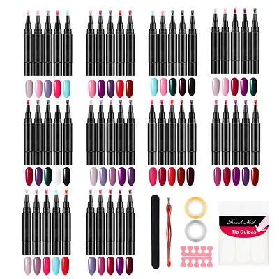 Nagel-Gel-Stift-Set, 5 x Nagellack-Stifte, Gel-Nagellack-Set, Gel-Basis-Decklack - Bild 1 von 4