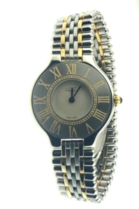Authentic Cartier Must 21 Stainless Steel and Yellow Gold 28mm Watch - Picture 1 of 7