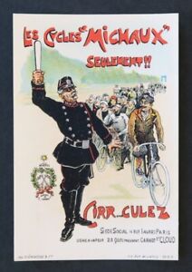 Publicité chromo 1900 CYCLES MICHAUD affiche vélo bike Fahrrad pandore gendarme
