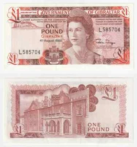 GIBRALTAR QEII BANKNOTE (1988) ONE POUND CRISP UNCIRCULATED - Picture 1 of 1