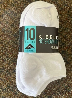 K. Bell женщин нет шоу носки, 5,5-10 размер обуви, 10 пар белый новый с Ярлыками - Изображение 1 из 4