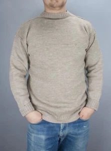 Le Tricoteur Fisherman's Traditional Guernsey Wool Jumper Beige Size 40 in / 106 - Picture 1 of 23