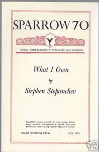 Black Sparrow Press 70 What I Own by Stephen Stepanchev July 1978 - Imagen 1 de 1