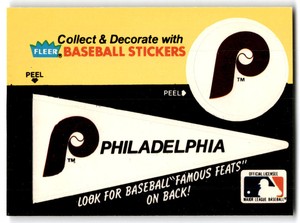 1986 Fleer #NNO Philadelphia Phillies Pennant Bill Klem back Team Stickers