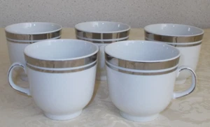 5 Winterling Marktleuthen Kaffeetassen Weiß mit Platin Rand - Bild 1 von 5