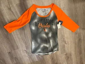 Womens Baltimore Orioles Long Sleeve Graphic T-Shirt, Gray/Orange Size L - Picture 1 of 11