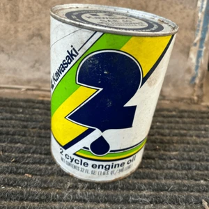 Olio motore Kawasaki 2 cicli SAE 40 1 Qt. Lattina vintage *completa* - Foto 1 di 6