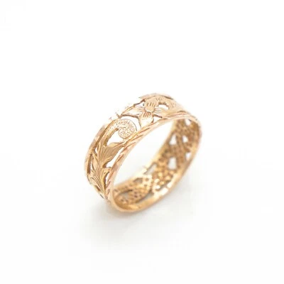 Кольцо из чистого 14-каратного розового золота с гавайским цветком гибискуса и завитком кайпо 6 мм  - Изображение 1 из 3