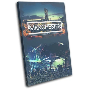 Manchester Typography DJ Club SINGLE CANVAS WALL ART Picture Print - Picture 1 of 1