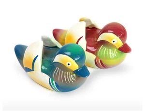 KOREAN WEDDING MANDARIN DUCK_MINI MARBLE COUPLE OF LOVEBIRDS 2.75"_COLORFUL - Picture 1 of 6