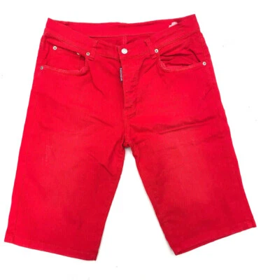 Pantalones Cortos DSQUARED2 '864' Rojo Denim Hecho en Italia Envejecido Talla W32 PVP $700 Foto 1 de 4
