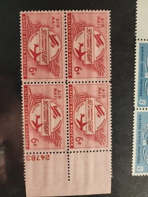 US Plate Block Scott #C47 6c Aviation Progress 50th Ann. Plate Blk Unused - #B82 - Image 1 of 3
