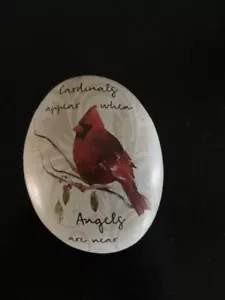 Ganz ""I cardinali appaiono quando gli angeli sono vicini"" pietra del lutto 3 1/4 x 2 1/2 - Foto 1 di 2
