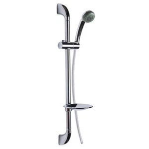 Bathroom Hand Shower Brass Slide Bar Adjustable Height with Soap Dish Chrome - Picture 1 of 5