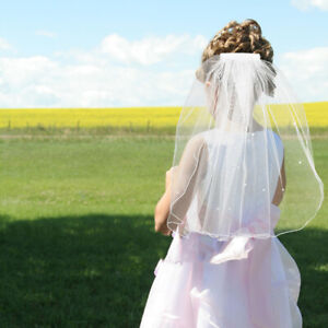 Wedding Veil Pearls Veil First Communion Girls White Beaded Veil
