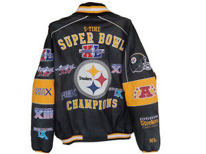 Vintage Pittsburgh Steelers 5-Time Super Bowl Leather Jacket XL