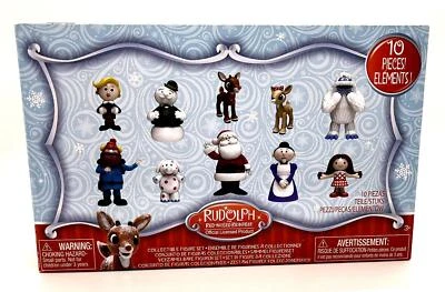 Juego de 10 figuras de reno nariz roja de Rudolph el Bumble Sam Yukon juguetes inadaptados Foto 1 de 4