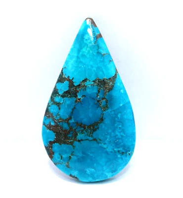 Certified Natural 75 Ct Kingman Arizona Blue Turquoise Pear Cut Loose Gemstone - Image 1 of 4