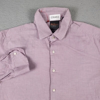 Camisa Ben Sherman Para Hombre Talla 17 Vestido Púrpura Abotonada Manga Larga * Foto 1 de 4