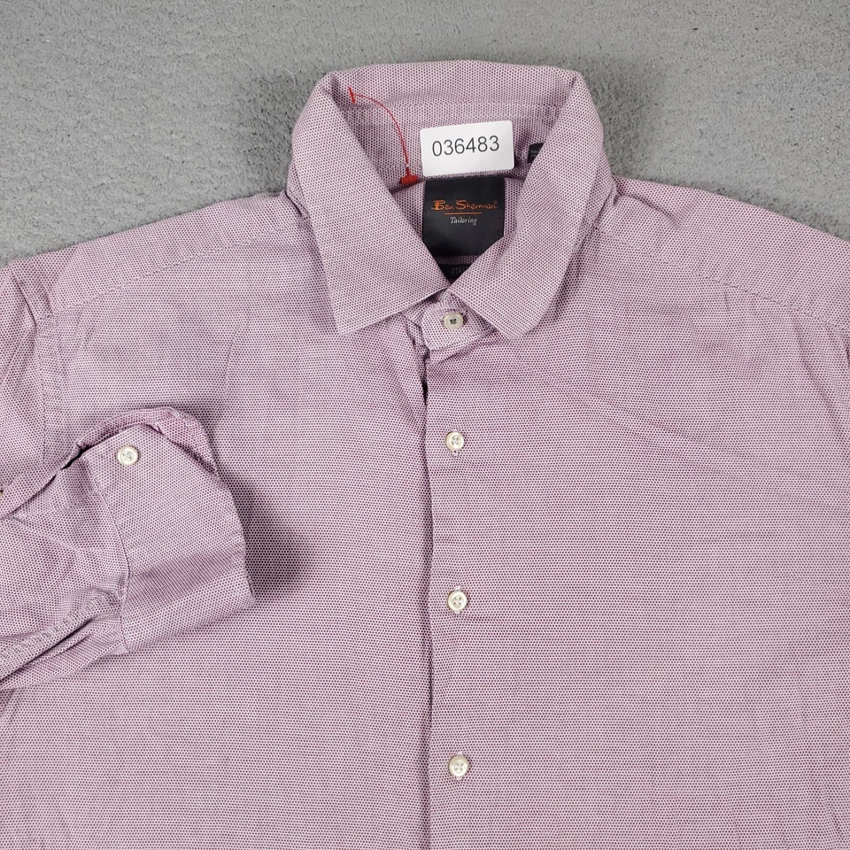 Camisa Ben Sherman Para Hombre Talla 17 Vestido Púrpura Abotonada Manga Larga * Foto 1 de 4