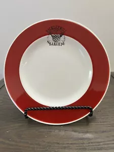 WILLIAMS-SONOMA Dark Red Band 9” Bakery Branded Breakfast/Brunch/Salad Plate - Picture 1 of 2