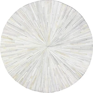 Handmade White Round Cowhide Rug Natural Hair‑On Leather, 5 ft – Home & Dining - Picture 1 of 3