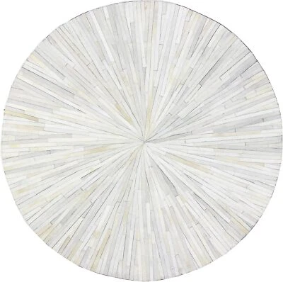 Handmade White Round Cowhide Rug Natural Hair‑On Leather, 5 ft – Home & Dining - Image 1 of 3