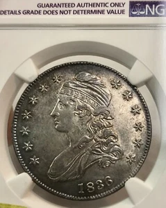 1836 Lettered Capped Bust Half Dollar 50C NGC AU Details Cleaned Nice details - Picture 1 of 11