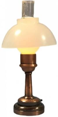 Casa Delle Bambole Rame Olio Tavolo Lampada Ornato Miniatura LED Batteria 1:12 - Immagine 1 di 4