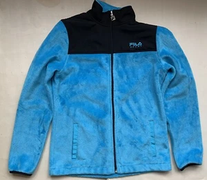 Fila Sport Girls Fleece Jacket Size L 14 Aqua Blue & Black EUC - Picture 1 of 2