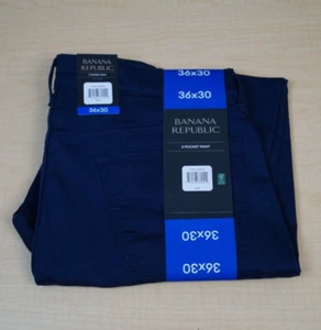 Banana Republic Chino Pant Blue Straight Slim Fit 5 Pocket Stretch Cotton 36 x30 - Picture 1 of 4