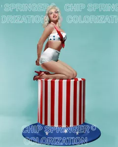 JAYNE MANSFIELD Patriotic Pinup | Sexy Cheesecake COLOR PHOTO by CHIP SPRINGER - Picture 1 of 1