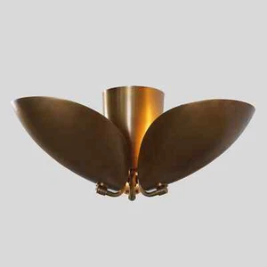 Brass Sputnik Flush Mount Three Curved Disk Shade Ceiling Pendant Flush Mount - Picture 1 of 8