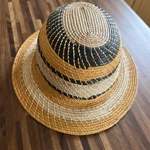 Handwoven Sweet grass Straw River Natural Dye Hat Small - Picture 1 of 11