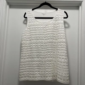 Camisa Coldwater Creek Mujer Grande Blanca Crochet Superpuesto Encaje NUEVA Con DEFECTUOSA - Imagen 1 de 14