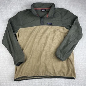 Patagonia Micro D Snap T Fleece Sweater Mens XL Pullover Green Tan Outdoor - Picture 1 of 18