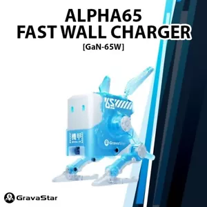 Gravastar Alpha65 65W GaN Triple Ports Power Adapter Wall Charger - LIGHT BLUE - Picture 1 of 15