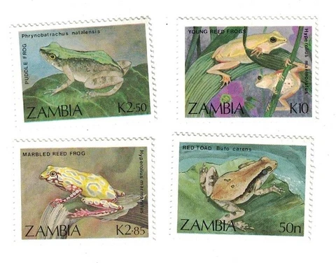 1988 4 STAMP SET ZAMBIA AFRICA FROGS MNH Cover