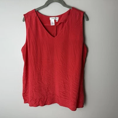 Coldwater Creek Sleeveless Blouse Size XL Top Silk Blend Red V-Neck Lightweight - Image 1 of 4
