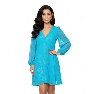 Mint Velvet Ladies Mini Dress – Size 10 – Blue with Gold Detailing – Preloved – - Picture 1 of 3