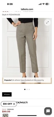 Pantalón TALBOTS NUEVO $139 Medallion Jacquard Negro Dorado Talla 6 Foto 1 de 4