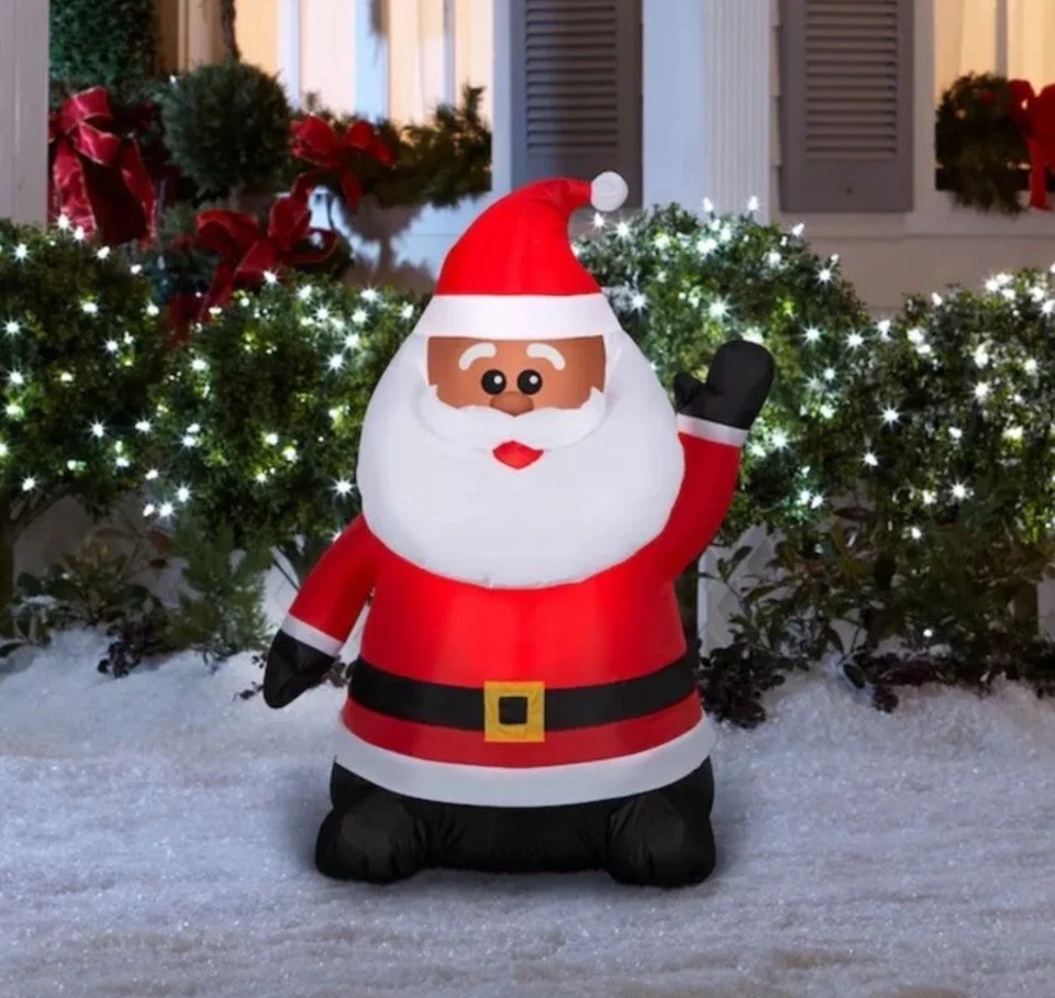 Holiday Living 3.5 FT LED Lighted Santa Claus Inflatable Black 5286249