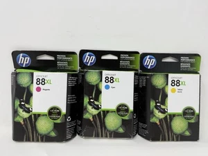 Genuine HP 88XL LOT 3 Magenta / Cyan / Yellow Ink Cartridges, 2015-2016 Expire - Picture 1 of 15
