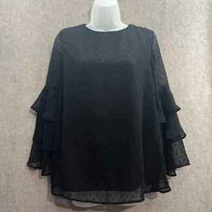 Merokeety Whimsygoth Black Flare Sleeve Top Size Small  - Picture 1 of 12