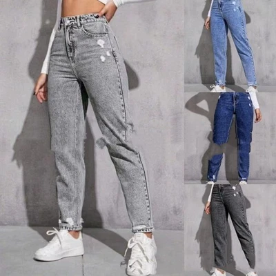 European And American Women's Casual Ripped Washed Jeans With Nine-part Calf - Image 1 of 3