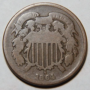 1864 Large Motto US Two Cent Piece 2c -4078- - Picture 1 of 2