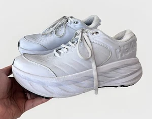 Hoka One One Bondi SR White Leather Sneakers Shoes 1110521 Women’s Size 7.5 D - Picture 1 of 10