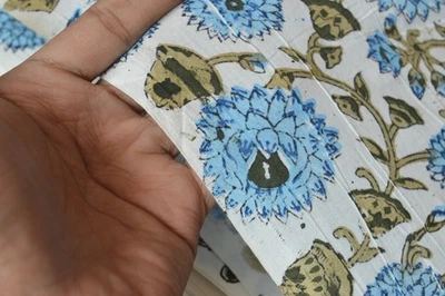 NO TARRIF CHARGES 100%✅ZK_168 Hand Block Floral Print 100%Cotton 2.5 Yard Fabric - Image 1 of 4