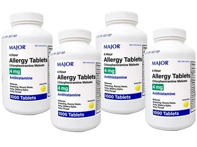 Major Allergy Tablets, Chlorpheniramine Maleate  4 mg , 1000 Tablets - 4 Pack - Image 1 of 4