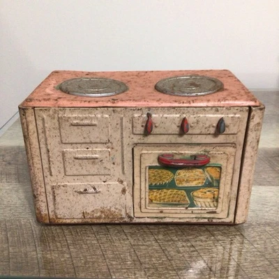 Vintage Metal Tin Small Childs Play Toy Stove Oven Made in Germany 6.5"Lx4.25"H - Image 1 of 4